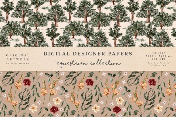 Equestrian Digital Papers Horse Pattern - Image 5