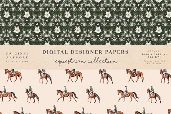 Equestrian Digital Papers Horse Pattern - Image 6