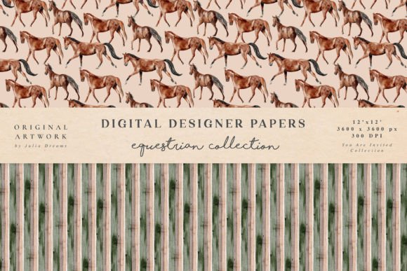 Equestrian Digital Papers Horse Pattern - Image 7
