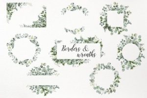 Alternative view of Eucalyptus Clipart. Watercolor Greenery