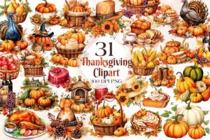 Fall and Thanksgiving Clipart Bundle