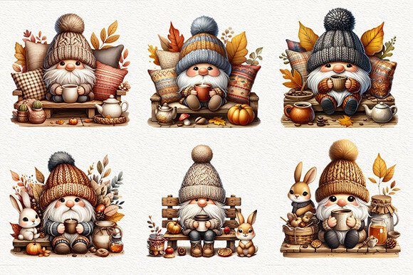 Alternative view of Fall Gnome Clipart Bundle Sublimation