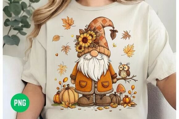 Fall Gnome Png, Retro Thanksgiving PNG