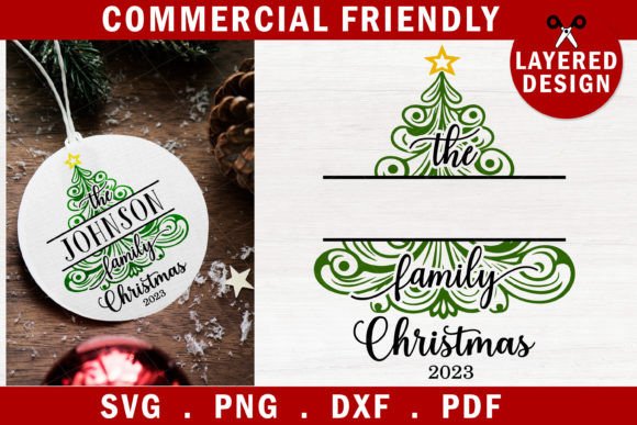 Alternative view of Family Christmas Split Monogram Frame