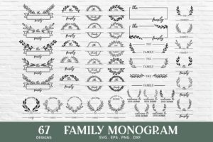 Alternative view of Family Last Name Monogram Svg Bundle