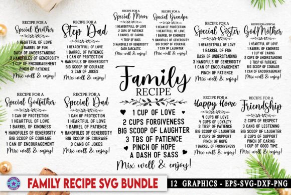 Family Recipe SVG Bundle, Cutting Board