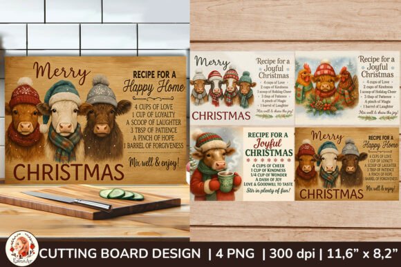 Farmhouse Christmas Animal Cutting Board - Image 2