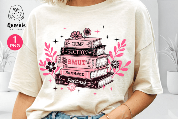 Floral Book Stack Retro Bookish Reading