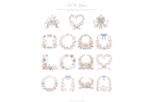 Alternative view of Floral Bow Whispers Clipart Set