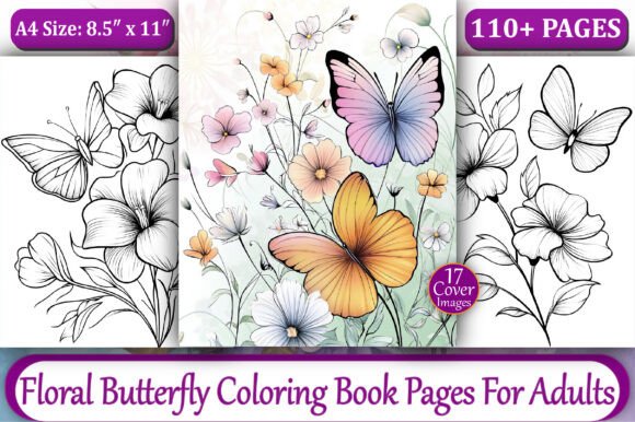 Floral Butterfly Coloring Book Pages-KDP