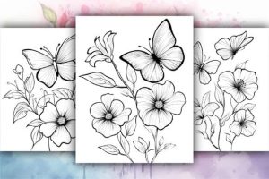 Alternative view of Floral Butterfly Coloring Book Pages-KDP