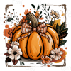 Floral Fall Pumpkin PNG Sublimation