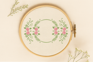 Alternative view of Floral Frame Embroidery Design | Rose