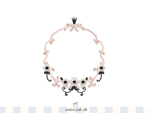 Floral Monogram Frame Machine Embroidery - Image 2