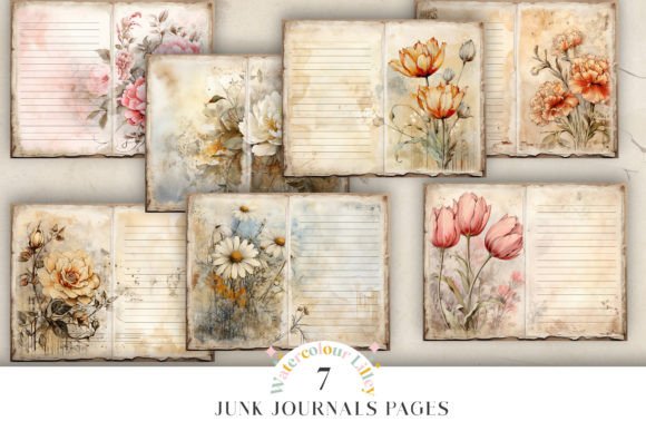 Flower Shabby Chic Junk Journal Paper