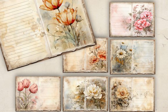Flower Shabby Chic Junk Journal Paper - Image 5