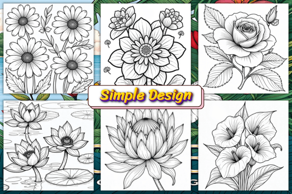 Flowers Adult Coloring Book - Image 2
