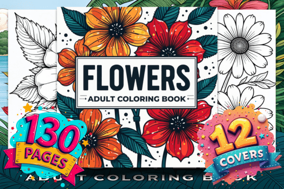 Flowers Adult Coloring Book