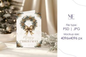 Alternative view of Folded Invitation Card Mockup, 5x7 Card