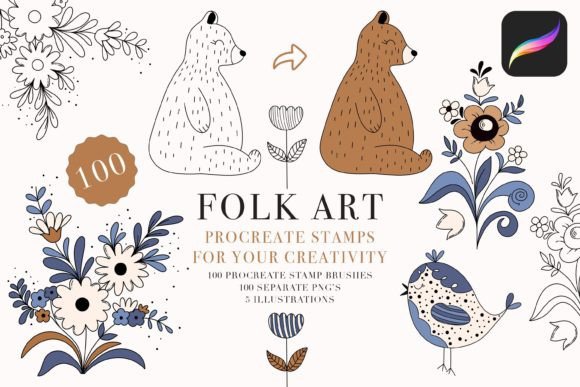 Folk Art Procreate Stamp Brushes