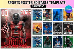 Football Poster Canva Editable Template