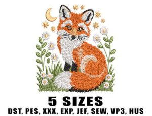 Forest Fox Leaves Embroidery Designs