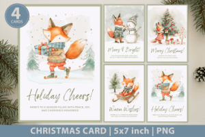 Fox Christmas Card, Holiday Cards