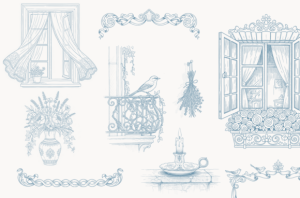 Alternative view of French Chateau Wedding Clipart | Baroque