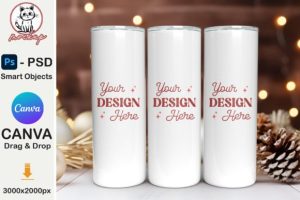 Full Wrap 20oz Tumbler Mockup Christmas