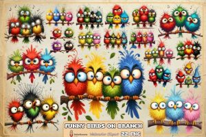 Funny Birds on Branch Sublimation Bundle
