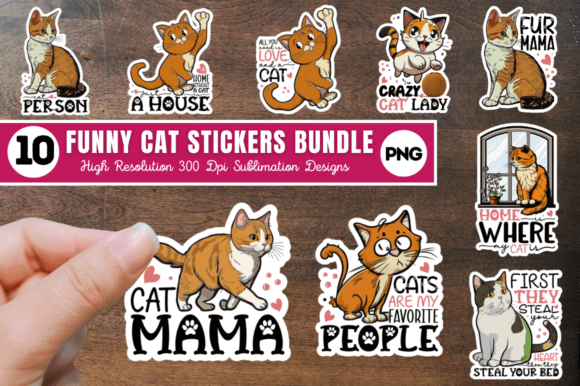 Funny Cat Stickers Bundle