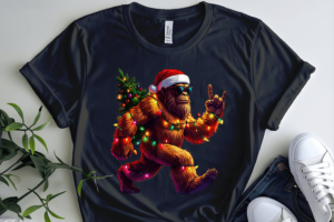 Alternative view of Funny Christmas Bigfoot & Santa Hat PNG