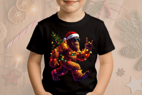 Funny Christmas Bigfoot & Santa Hat PNG - Image 7