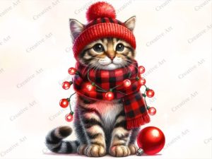 Funny Christmas Cat PNG