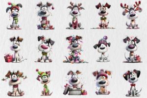 Alternative view of Funny Christmas Dog Clipart