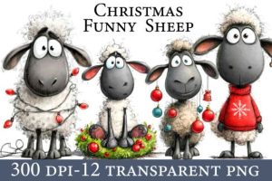 Funny Christmas Sheep Clipart