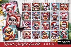 Funny Christmas Square Coaster Bundle