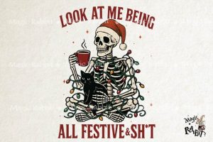 Funny Christmas Png, Snarky Skeleton Png