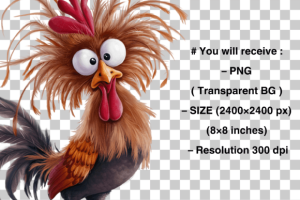 Alternative view of Funny Crazy Chicken PNG Clip Art