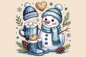 Alternative view of Funny Cute Snowman Png Christmas PNG
