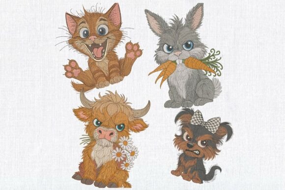 Funny Grumpy Animals Cat Bunny Cow Dog