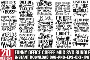 Funny Office Coffee Mug SVG Bundle