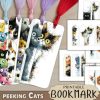 😺 Funny Peeking Cats Printable Bookmark