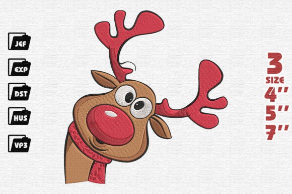 Funny Reindeer Applique with Red Nose