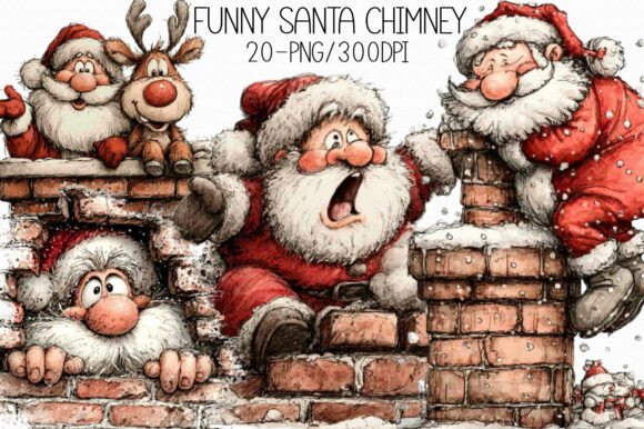 Funny Santa Chimney ClipArt's PNG