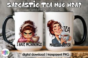 Funny Tea Mug Wrap, Sarcastic Tea Quotes