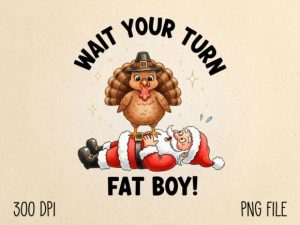 Funny Thanksgiving Turkey and Santa PNG