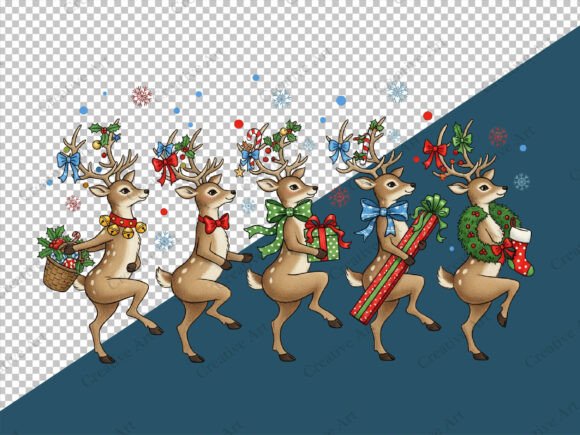 Funny Vintage Christmas Reindeer Png - Image 6