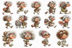 Alternative view of Funny Walking Grandma Clipart