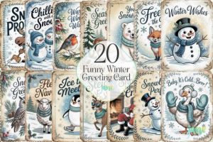 Funny Winter Greeting Card Bundle